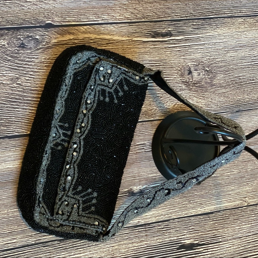 Black and silver vintage hand beaded bag